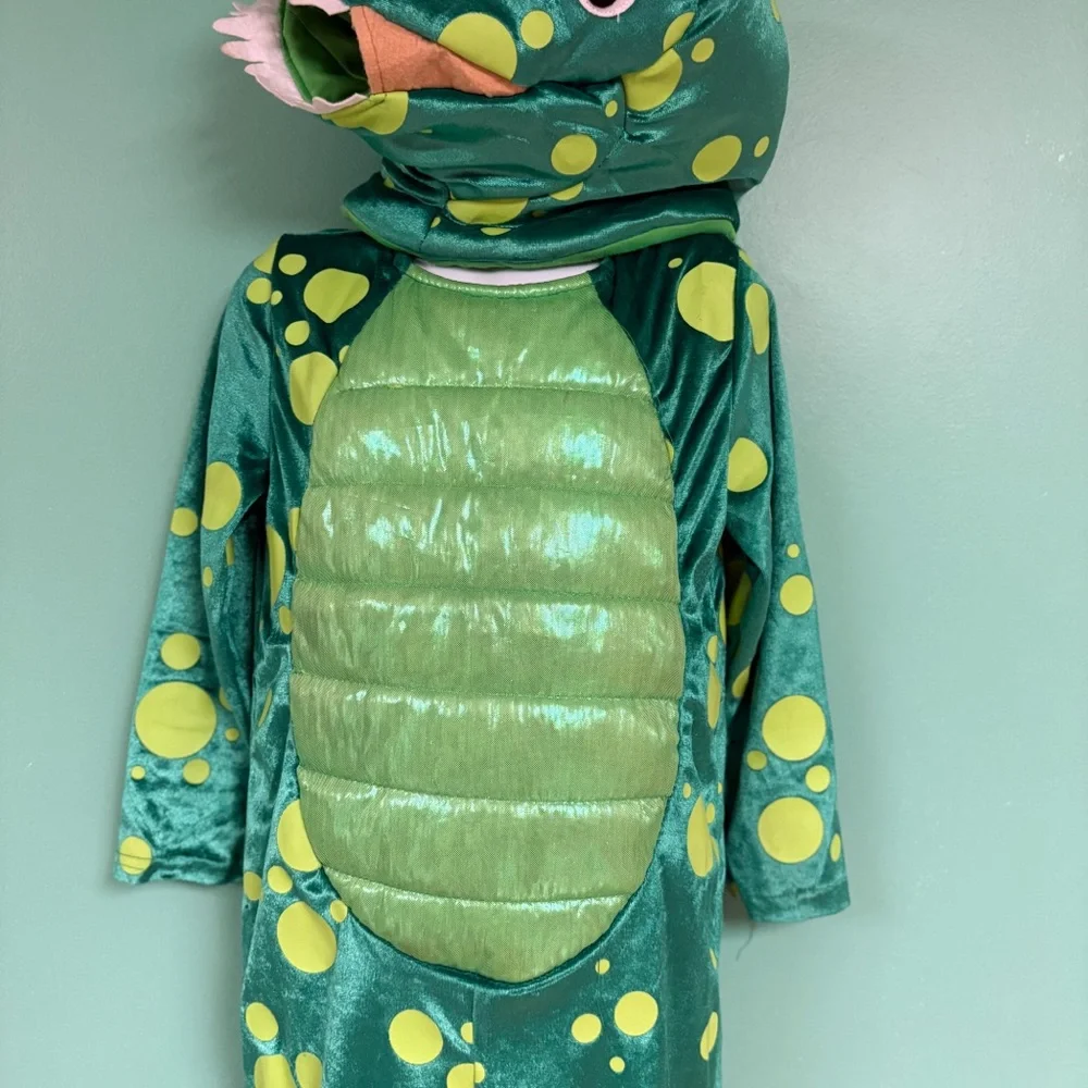 Unbranded Green Glow in the Dark 2Pc Dinosaur Dress Up Pretend Play Costume 4-5T